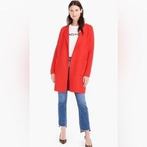 J.Crew Juliette Collarless Sweater-blazer Bright Cerise Red Size S NWT